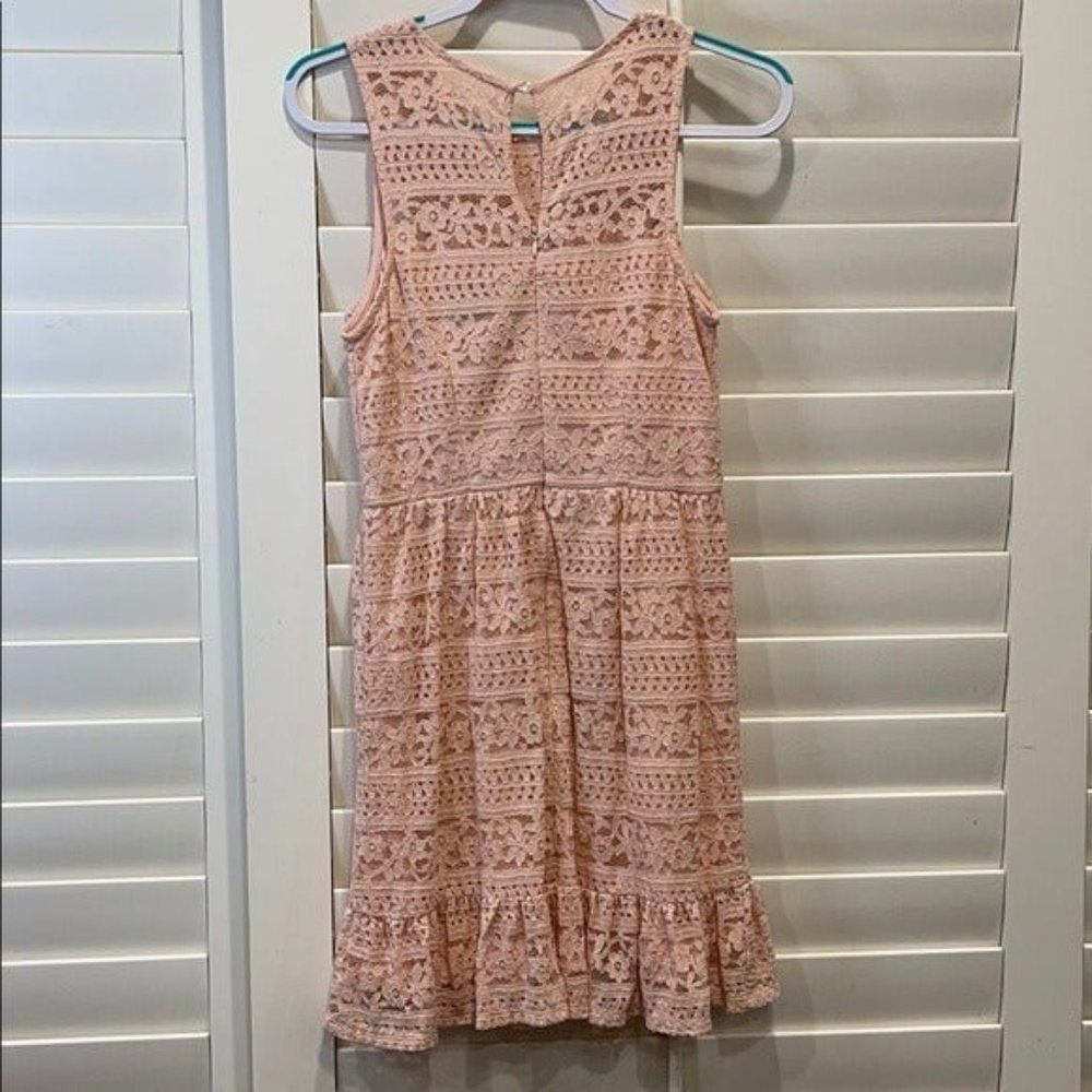 Disney Princess Girls Midi Dress Peach Floral Lace Cottagecore Retro Vibes Sz M - Picture 2 of 9